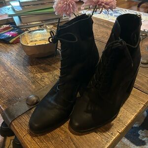 Dolce Vita Black Lace-Up Heeled Ankle Boots